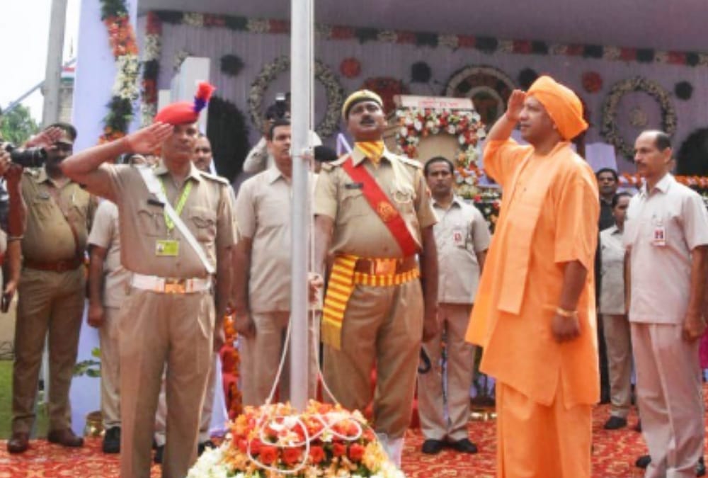 Yogi adityanath on independence day.