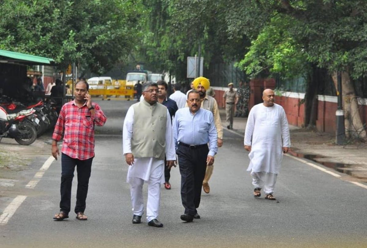 outside atal bihari vajpayee government residence in delhi a stage is being made