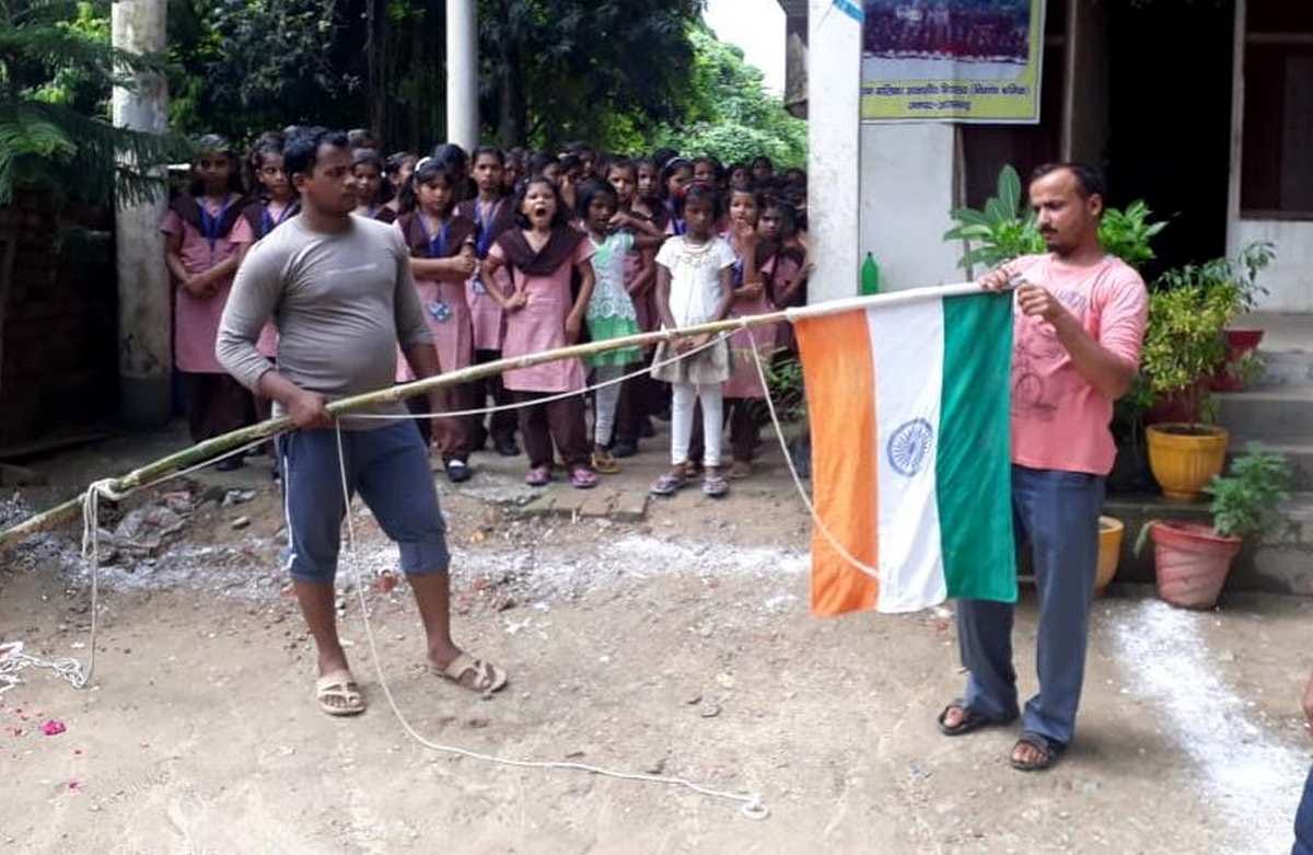 Azamgarh school flag hoisting ceremony opposite