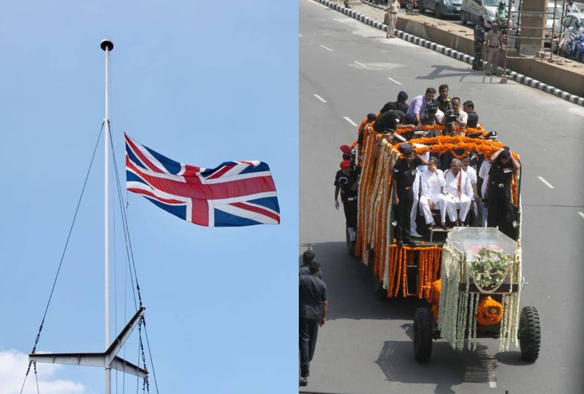 As respect atal bihari vajpayee Union Flag flies half-mast at the British High Commission in Delhi