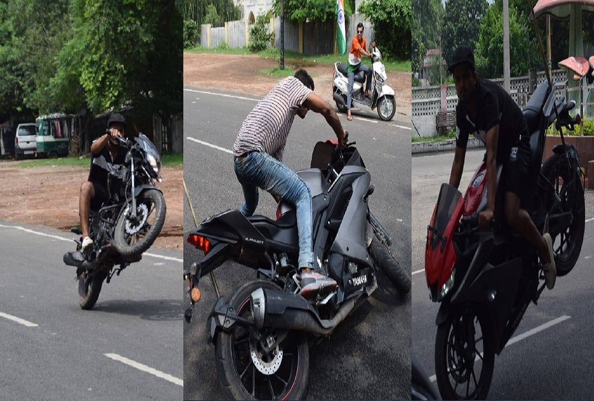 Meerut, bike stunts on the road, and police are not afraid