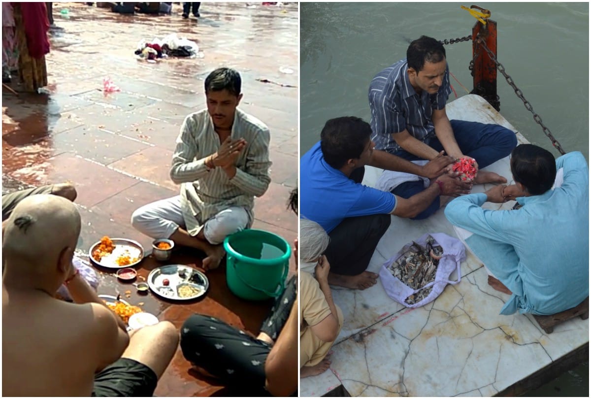 immersion of ashes in ganga at brahma kund, haridwar