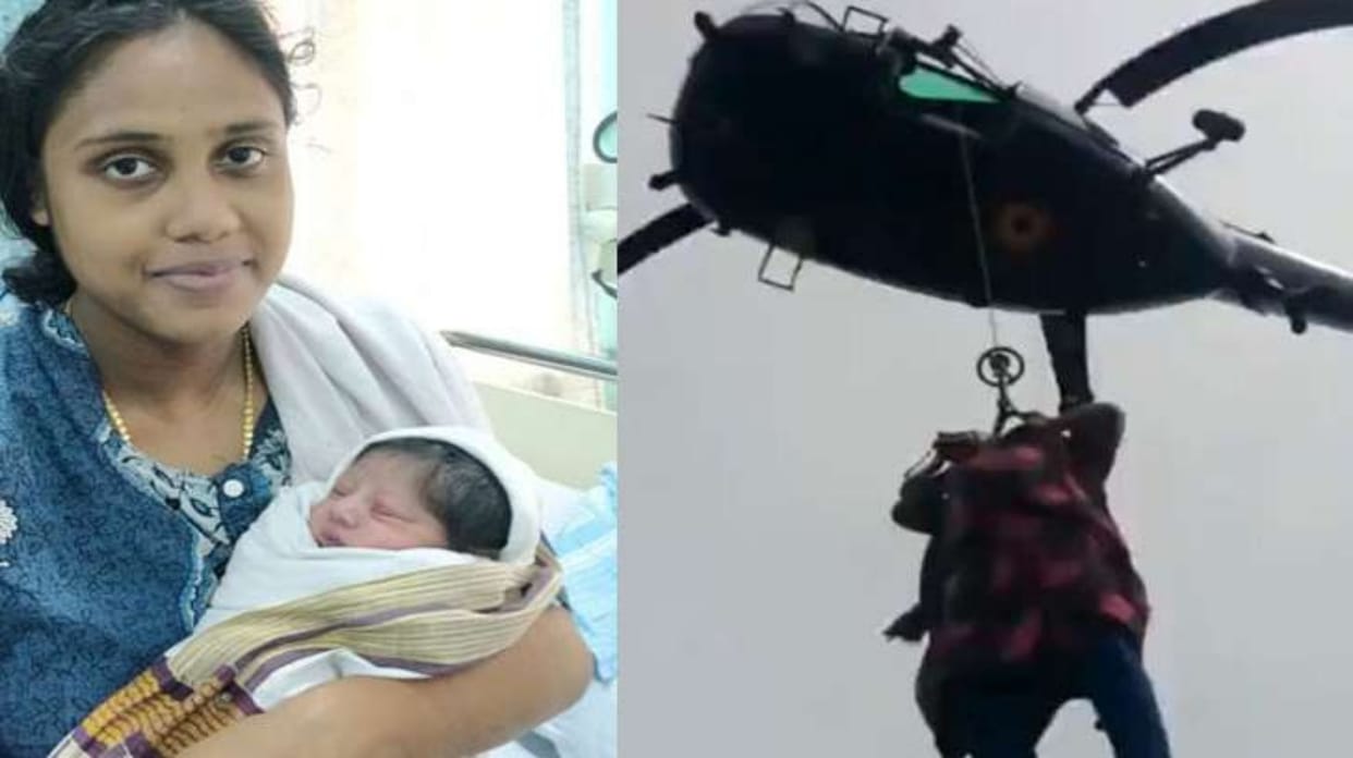 Kerala: Woman who airlifted by Navy helicopter gave birth to a baby boy