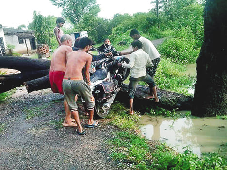 Water-water in city-village with torrential rains in the district