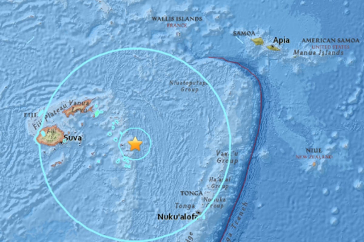 A magnitude 8.2 earthquake was recorded in the region of Fiji