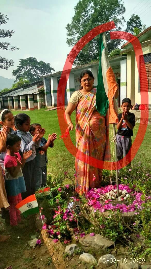 Independence Day 2018 teacher hoisted opposite national flag