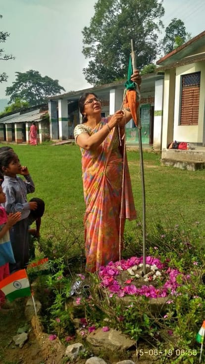 Independence Day 2018 teacher hoisted opposite national flag