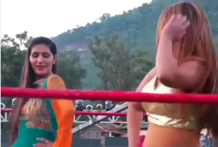 sapna choudhary dance video with rakhi sawant