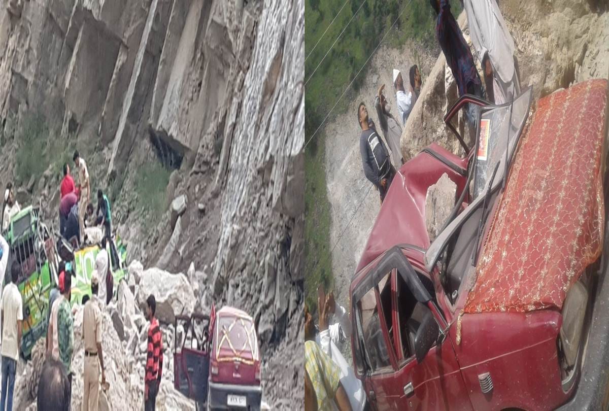 large rock fell on matador at kuligarh, kistwar higway near drabshalla jammu