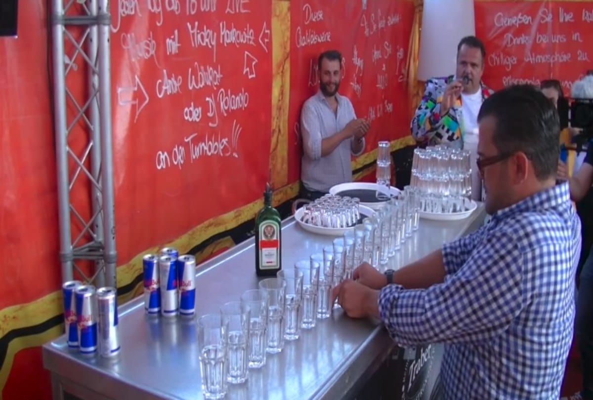 Philip Traber Holds World Record for Pouring seventeen glass