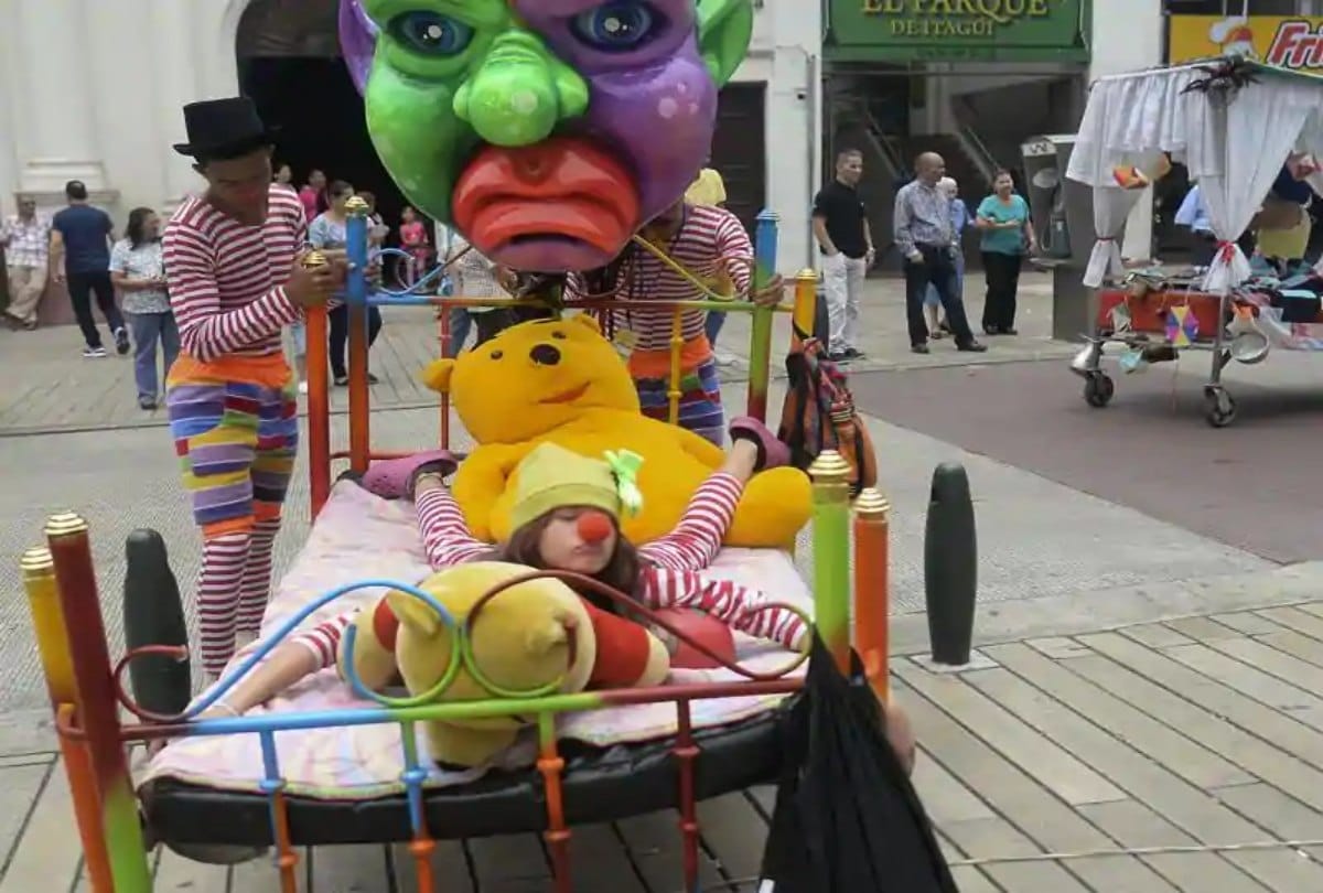 Lazy people sleeps on the road on world day of laziness at Colombia