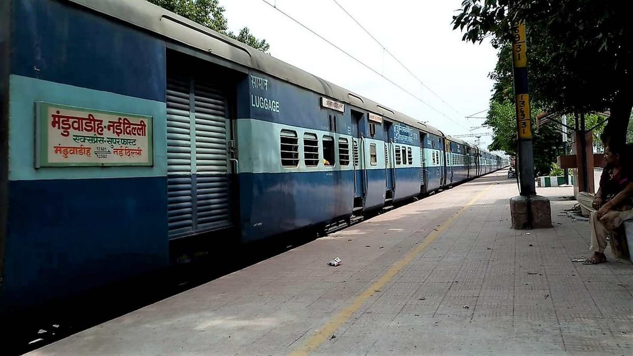 Manduadih new delhi superfast train survived accident due to touch OHE wire