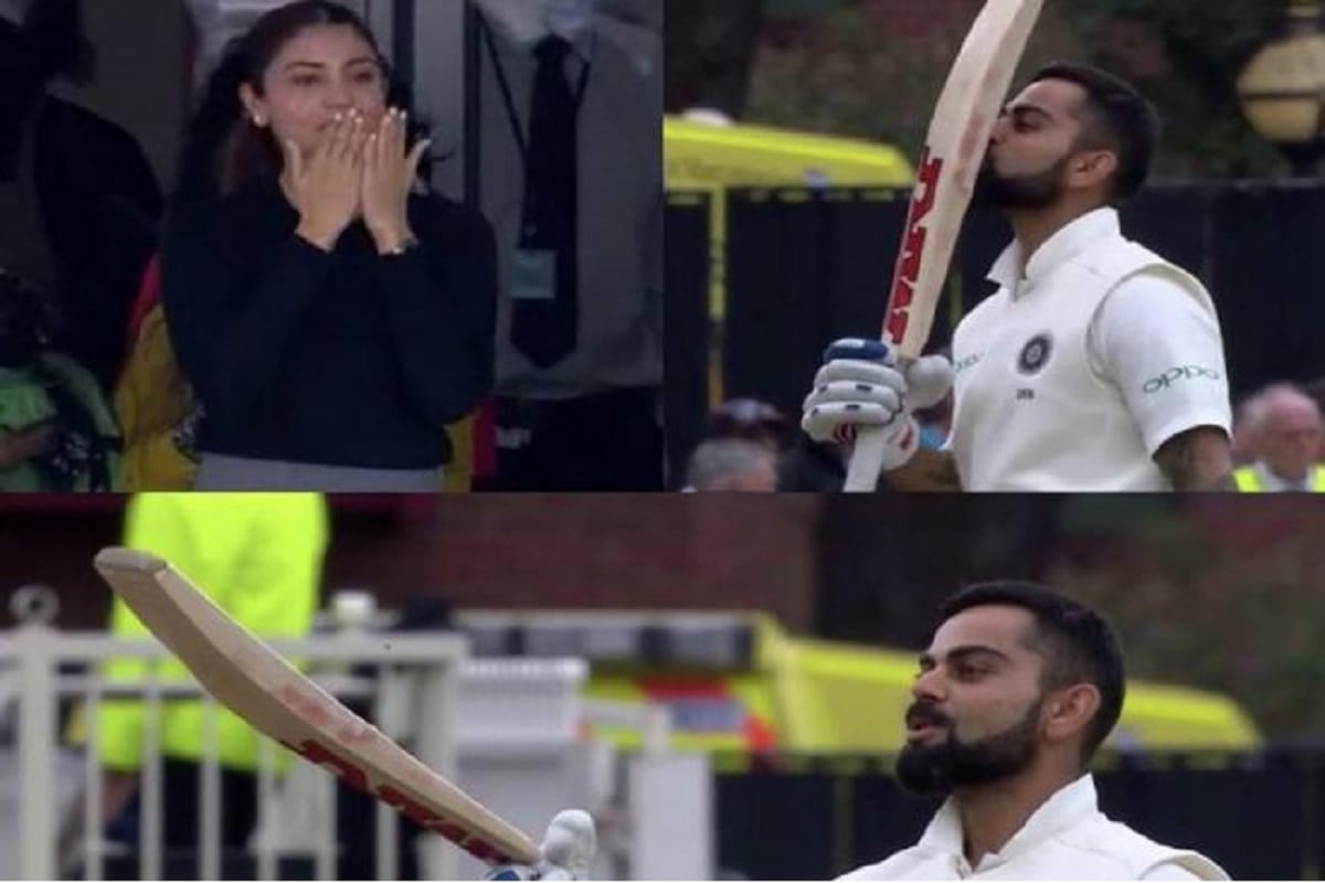 anushka sharma and virat kohli celebrates third test win against england