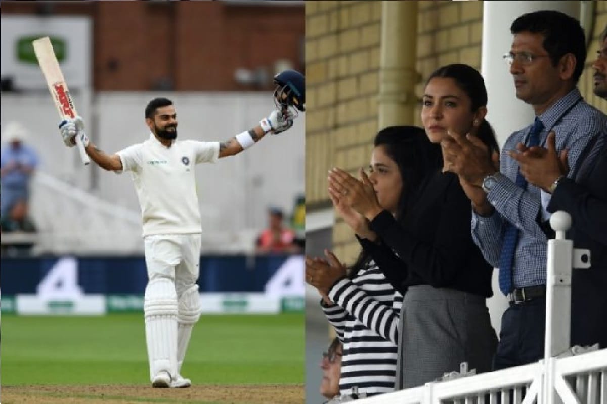 anushka sharma and virat kohli celebrates third test win against england