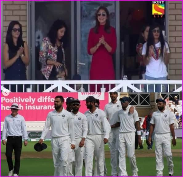 anushka sharma and virat kohli celebrates third test win against england