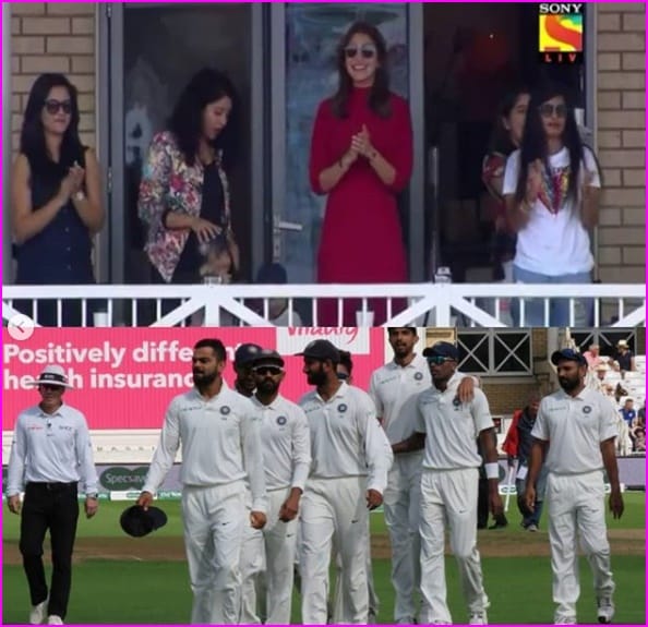 anushka sharma and virat kohli celebrates third test win against england