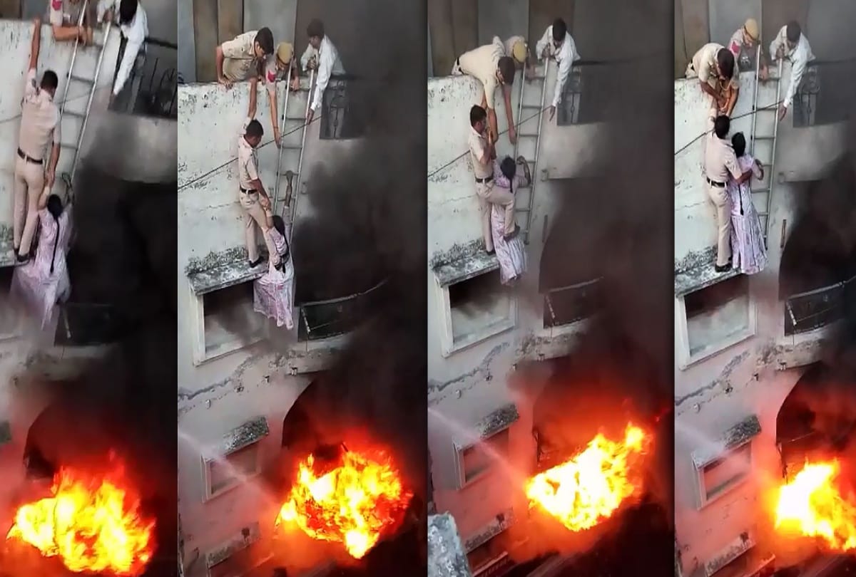 police man save life of girl who was trapped in fire