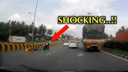 VIRAL VIDEO OF A HUSBAND-WIFE, FELL FROM BIKE, BABY DROPPED SAFELY