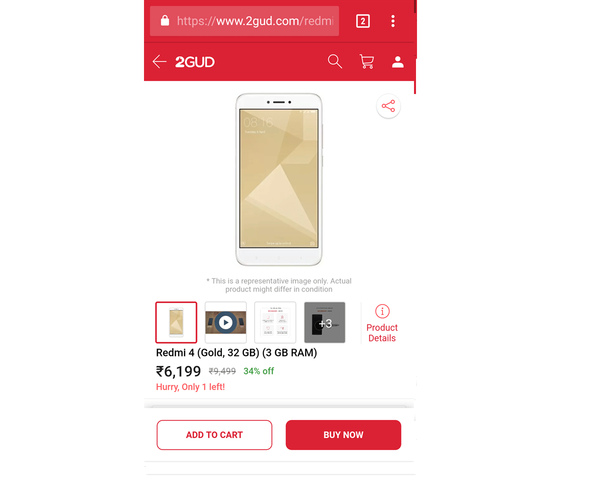 Buy Redmi note 4 ta Rs 6,299 from Flipkart's new website 2gud