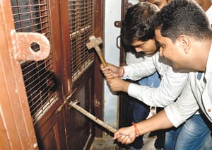 aau dministration broke the lock on the student wing, broke the president