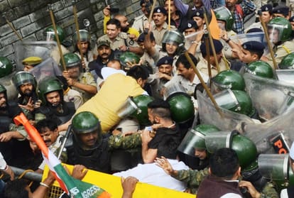 ssp and women constable injured in youth congress protest at vidhan sabha shimla