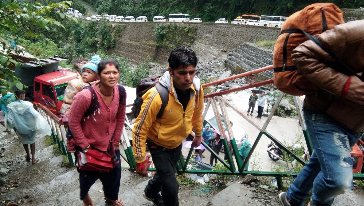 Badrinath highway blocked due to debris after heavy rain in uttarakhand