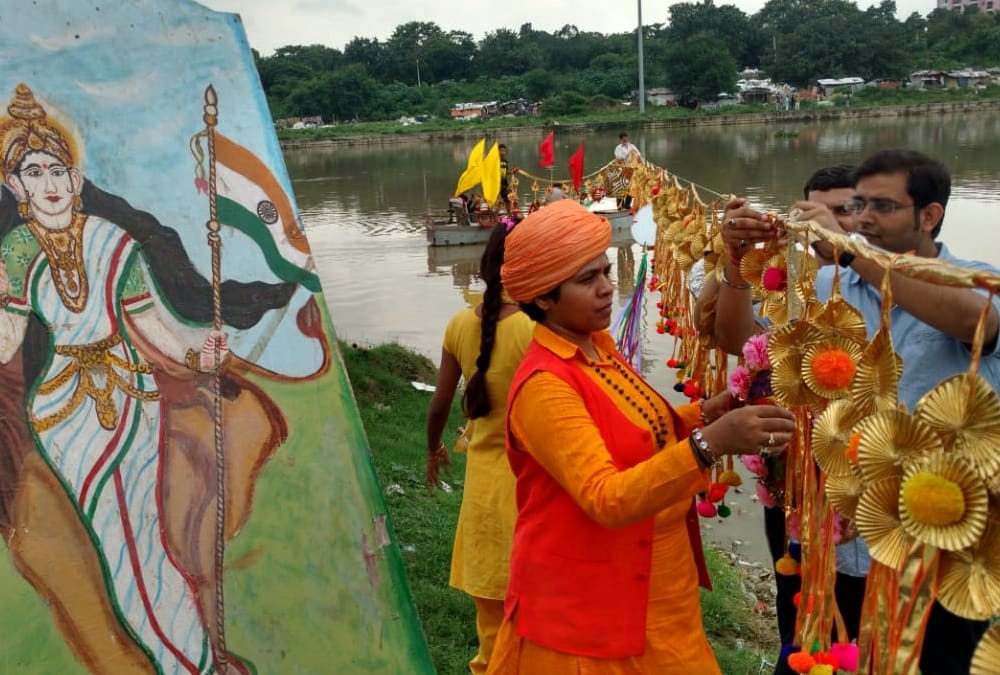 rakhis will be presented to river gomti in lucknow today