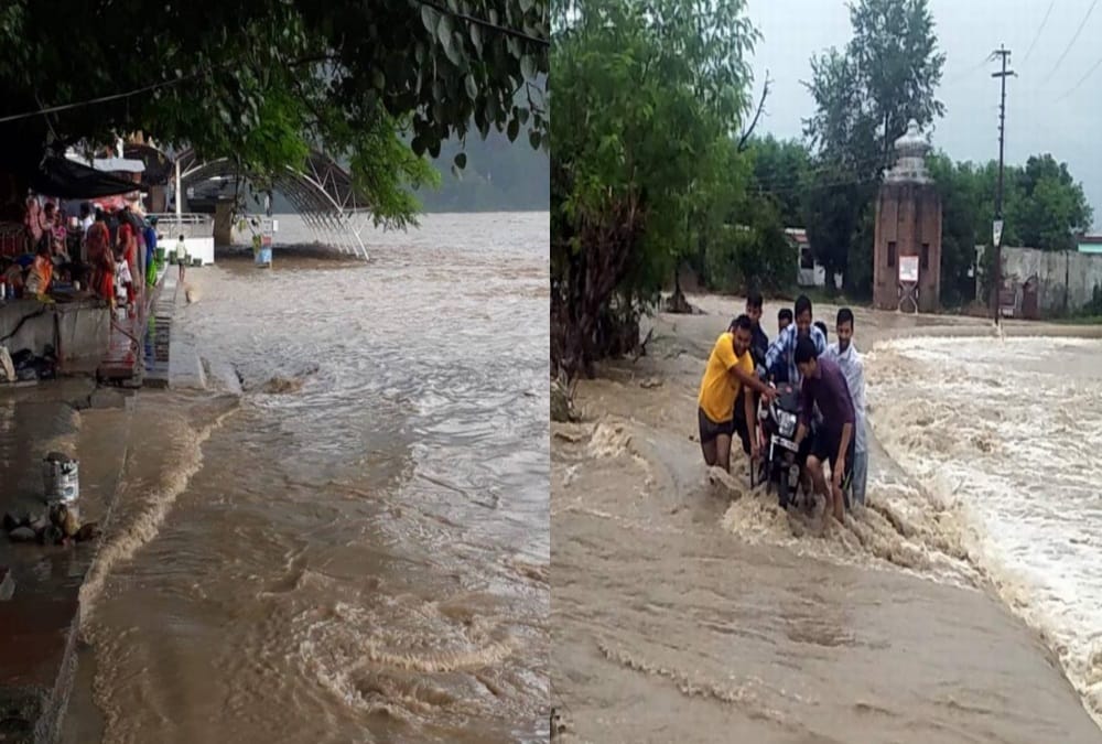 Ganga cross danger line in rishikesh 24 hours rain alert in uttarakhand