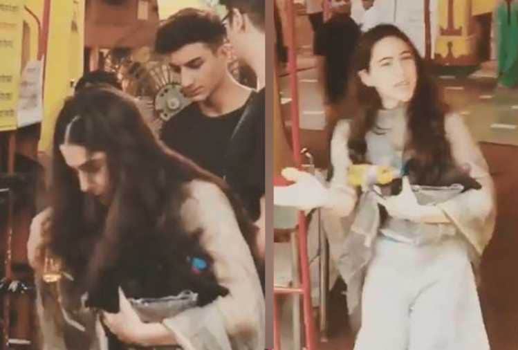 sara ali khan reach temple with his brother ibrahim ali khan