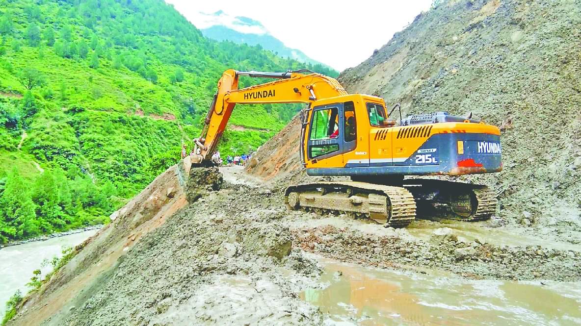 shops collapse due to landslide in narayanbagar after heavy rain