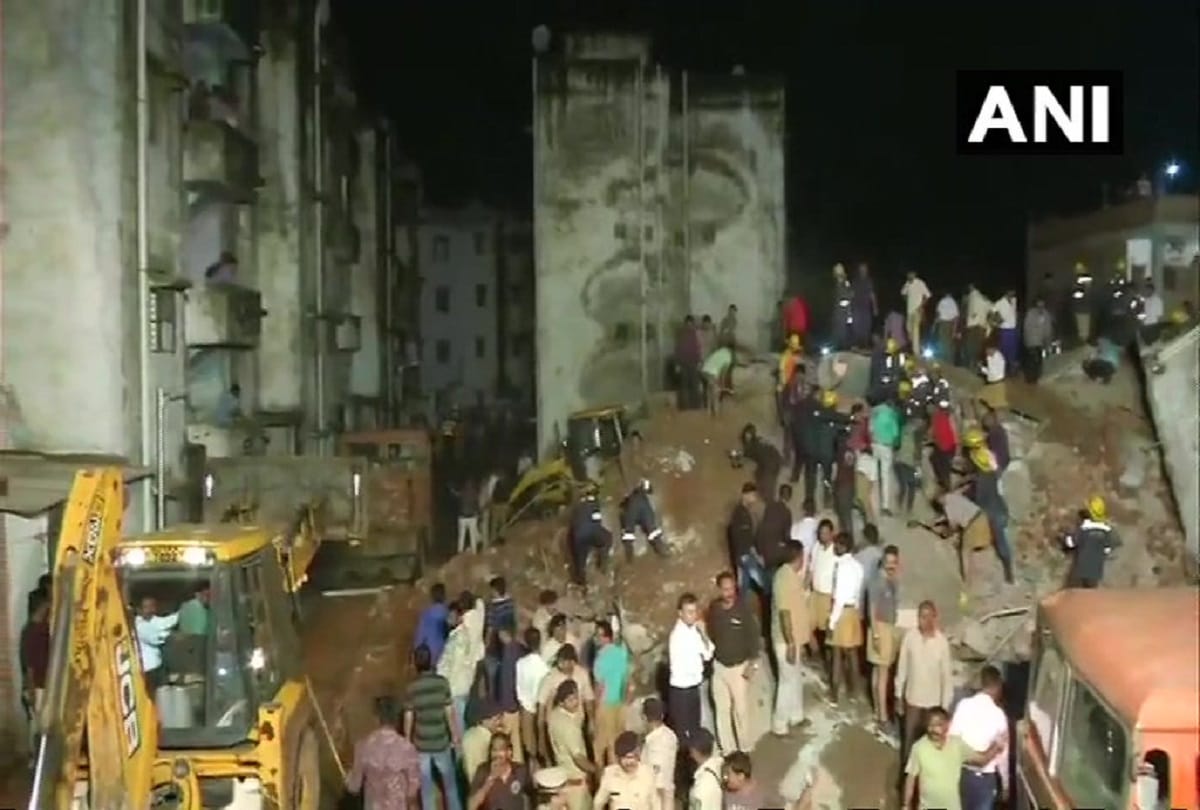 four storey building collapsed in ahmedabad many people trapped