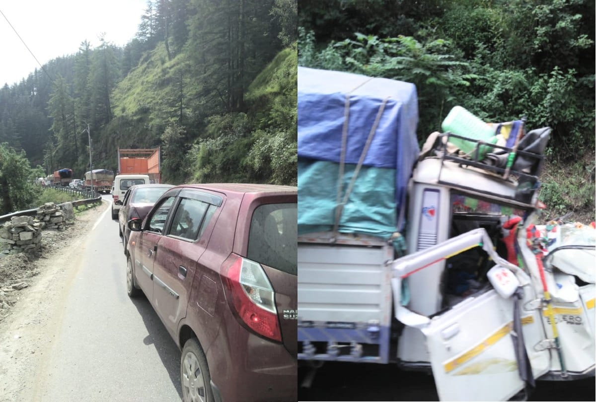 nh five blocked for three hours after two vehicle collision at hassan valley