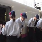 Dangerous training passes through bullet train employees in Japan