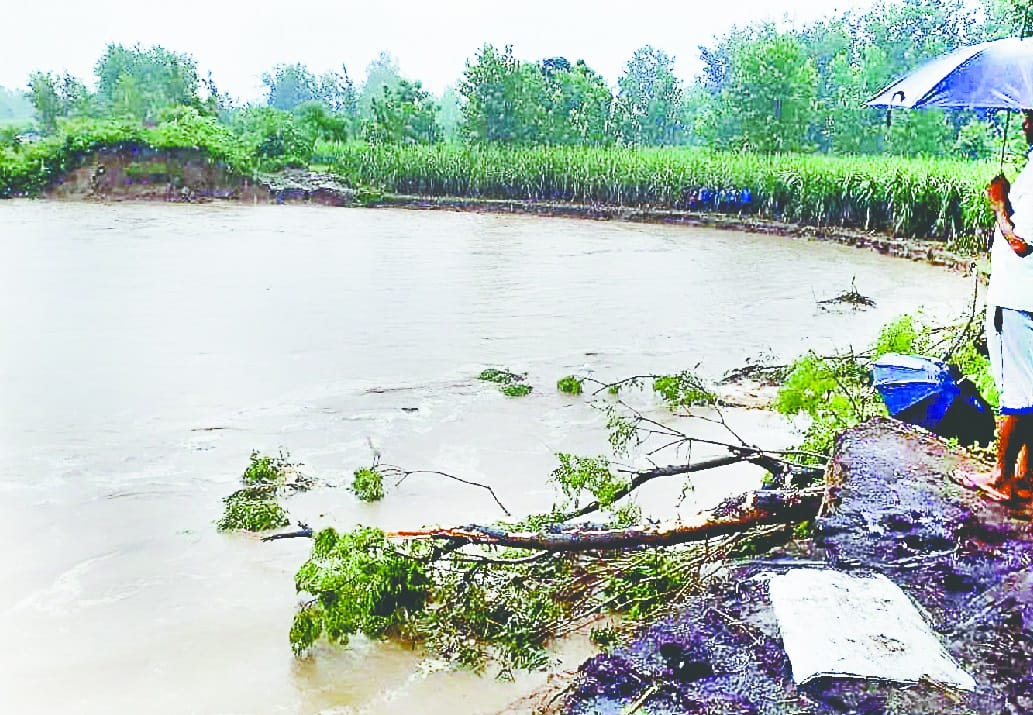 Bamali river embankment in Alampur village