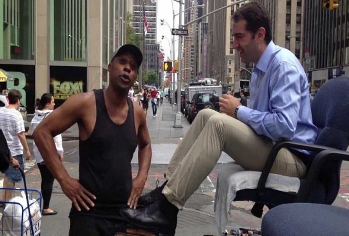 Man who is polishing shoes earns eighteen lakh