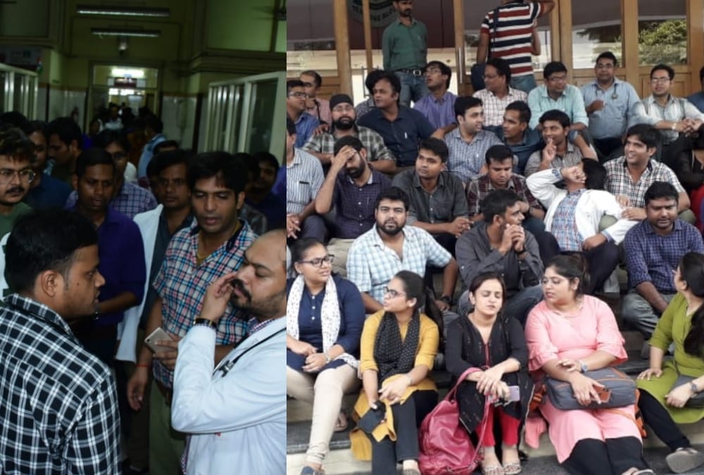 resident doctors on strike in kgmu.