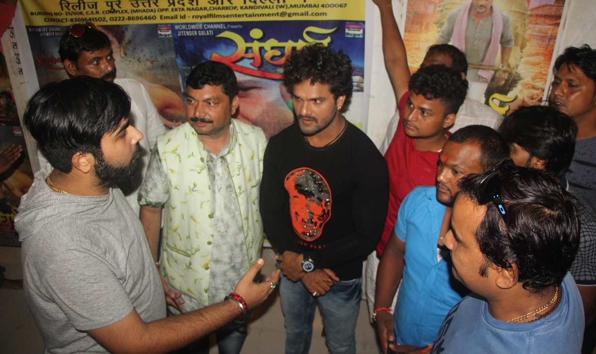 Bhojpuri film super star khesari lal yadav arrived varanasi for promotion of sangarsh