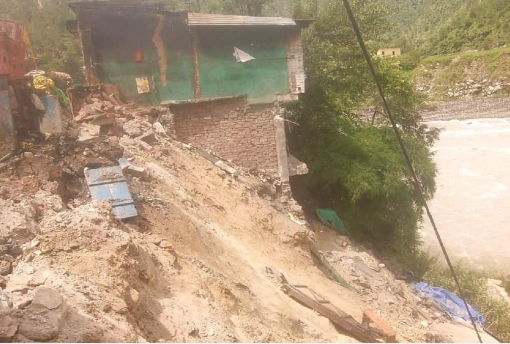 shops collapse due to landslide in narayanbagar after heavy rain