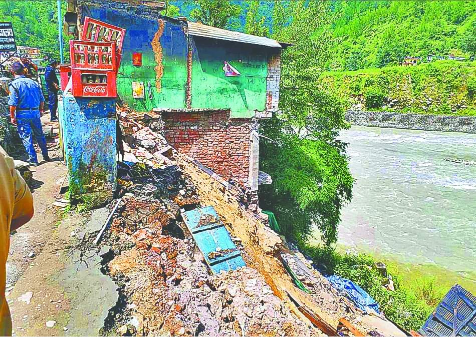 shops collapse due to landslide in narayanbagar after heavy rain