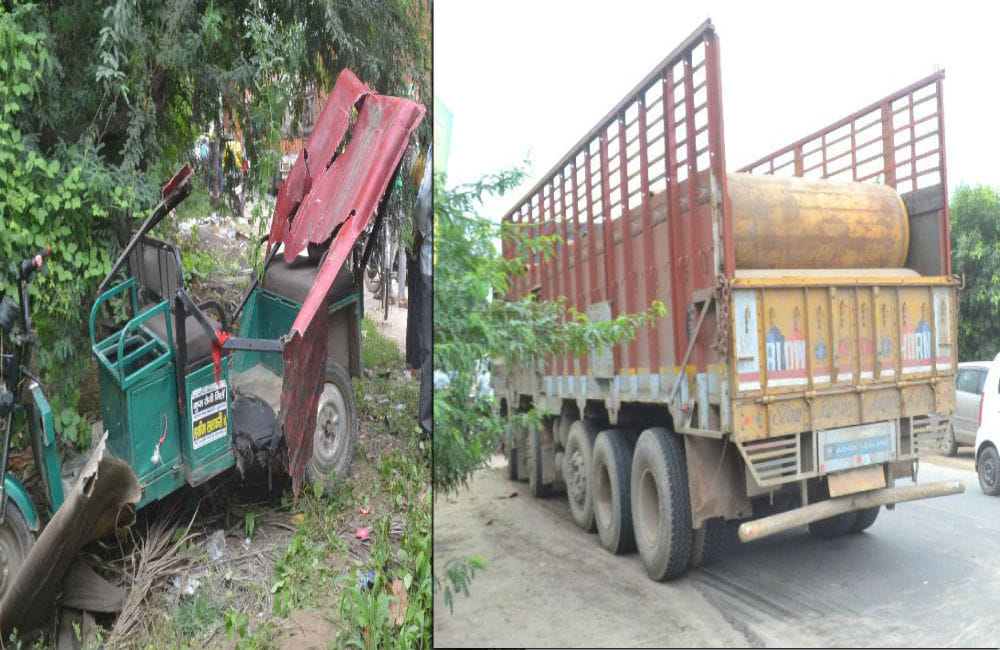 couple killed, three injured after truck crashed e-rickshaw in etah