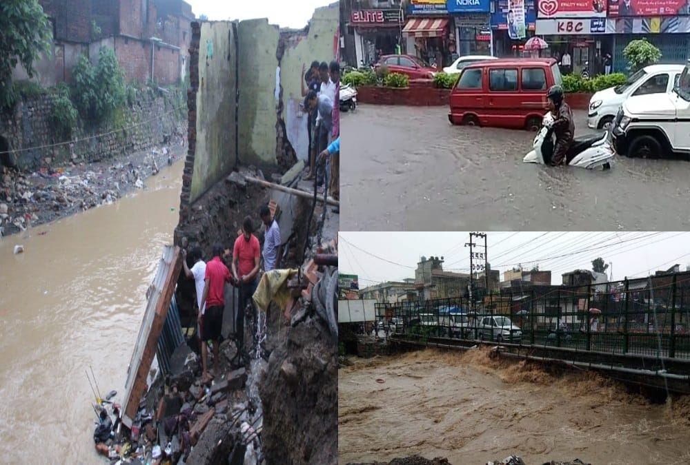 House and shops collaps Water logging after heavy rain in dehradun