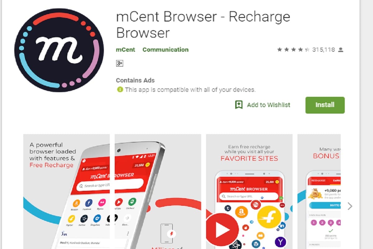 mCent Browser - Recharge Browser