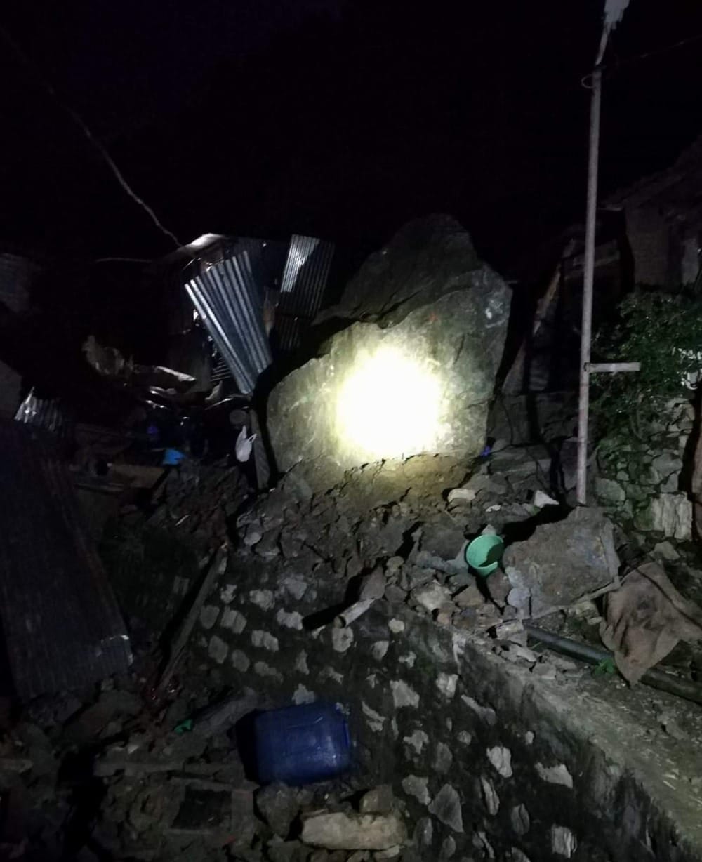 Varunavat mount heavy boulder dropped into residential colony