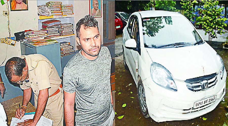 Inspector driving fast cars, and eight people collided with