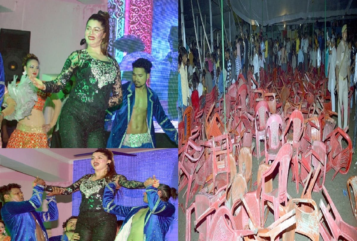 Actress Kainaat Arora dance to see, conflict in the Bijnor program