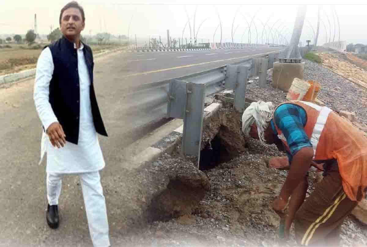 Agra Lucknow expressway damage in etawah