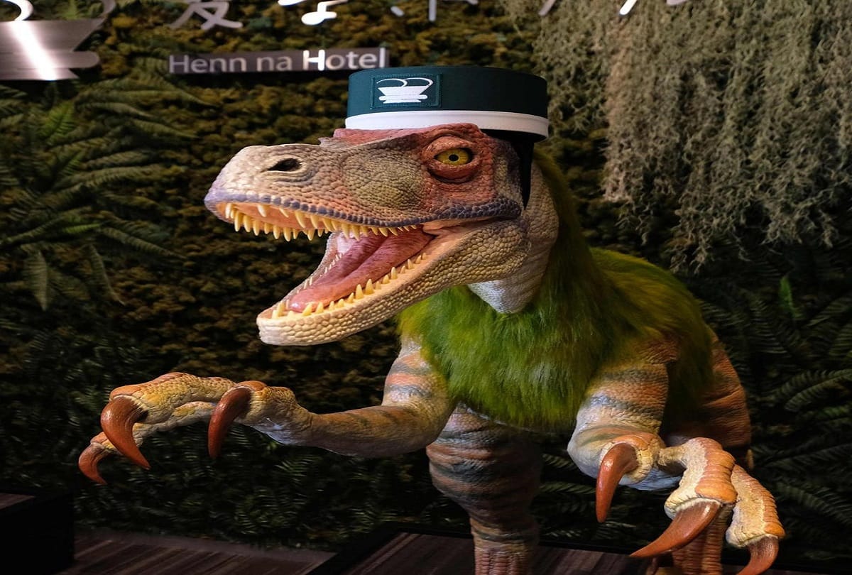 Japan: dinosaur welcomes the guest in hotel