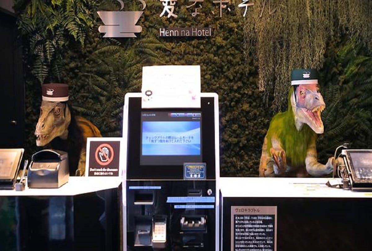 Japan: dinosaur welcomes the guest in hotel