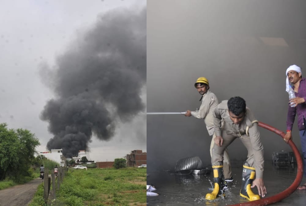 fire in electric store in lucknow.