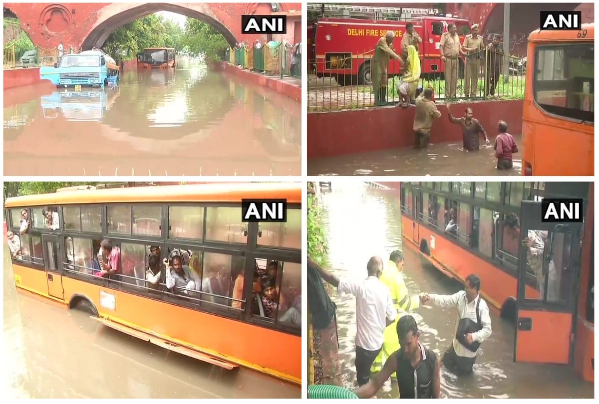 heavy rain lashes in parts of delhi ncr, water logging creates traffic on roads